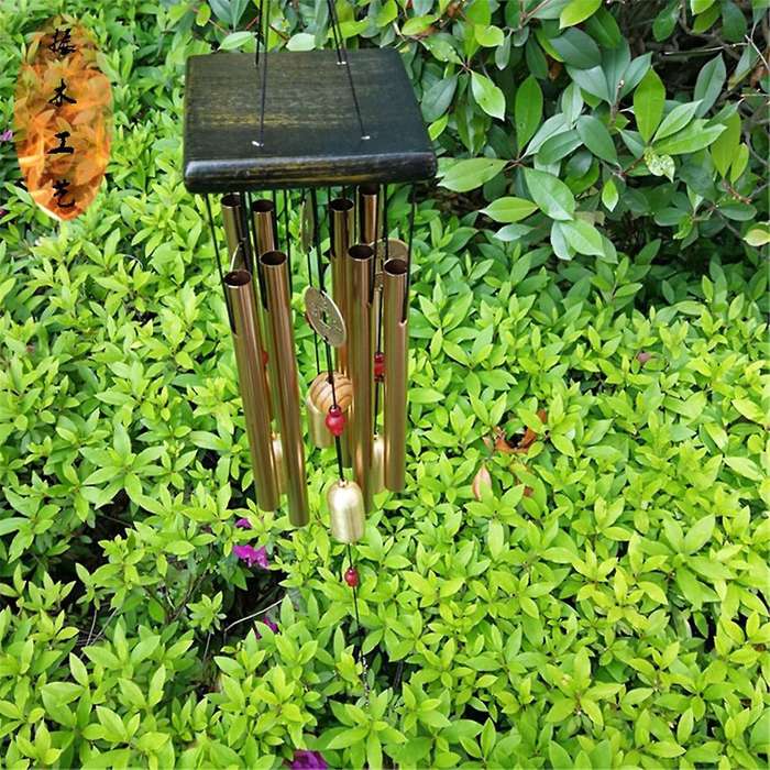 Antique Wind Chime Copper Tube Silver Tube Outdoor Garden Door Hanging Decor Copper Multitube Bell W
