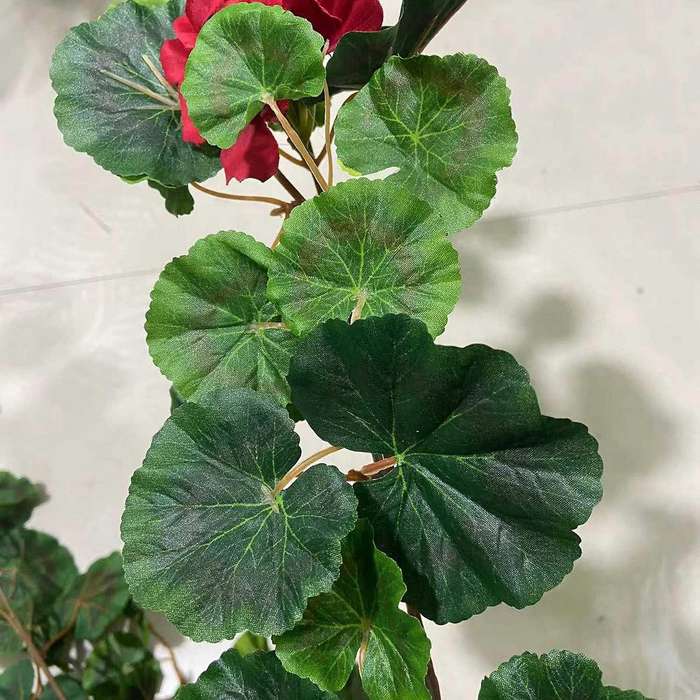 Artificial Hanging Plant, 3.2 Ft Fake Hanging Vines Begonia Leaf Plants with Silk Red Flower for Hom