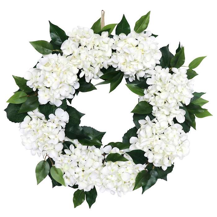 Artificial Hydrangea Wreath Spring Summer Wreath for Farmhouse Home Wedding Party Wall Windows Outdo