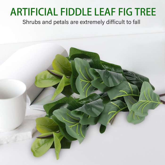 Artificial Plants Fiddle Leaf Fig Faux Ficus Compatible Window Box Decor