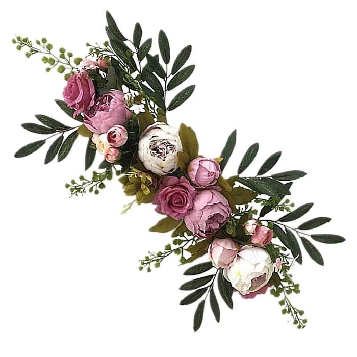 Artificial Rose Flower Swags,Decorative Swags with Fake Roses Green Leaf for Home Room Garden Decora