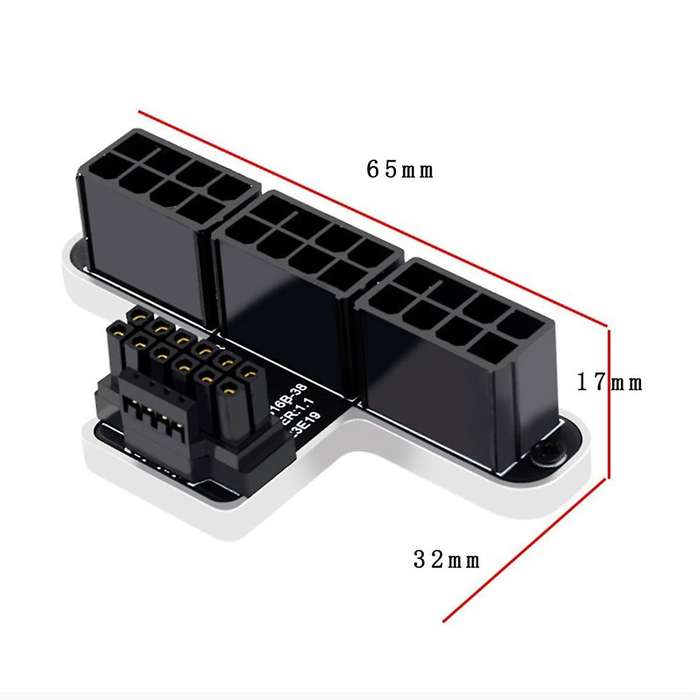 ATX3.0 12VHPWR 12+4P600W 180 Degree Power Steering Connector Turn Head Male to Female 3x8Pin to 40 S