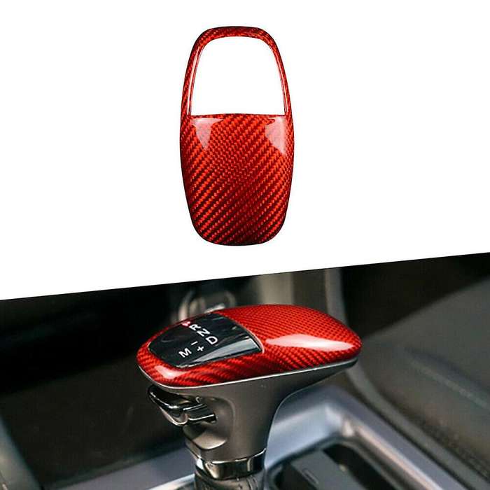 Auto Carbon Fiber Gear Shift Knob Cover Sticker Trim for Charger 2015-2020 Accessories Red