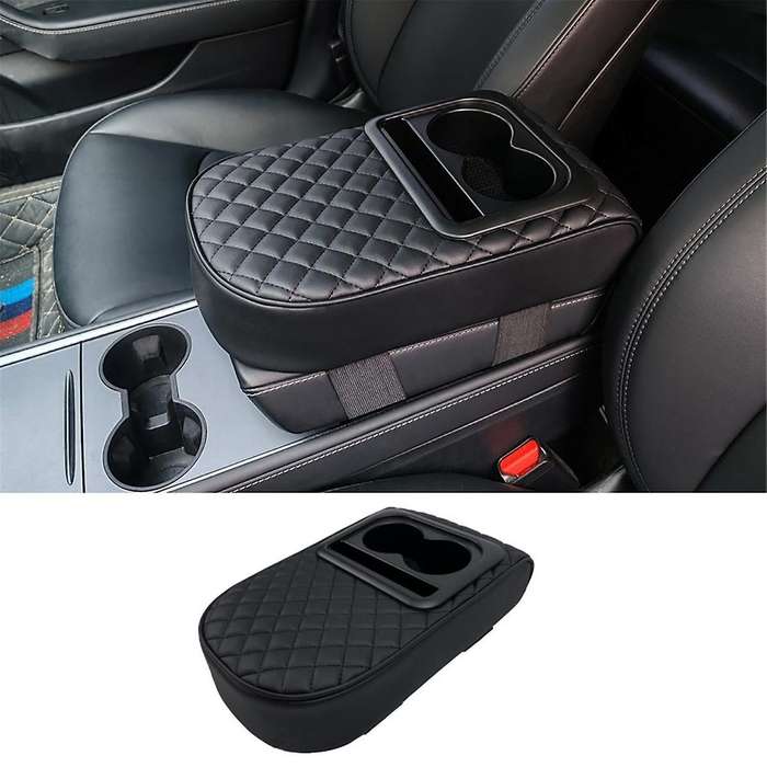 Auto Center Console Armrest Pillow, Memory Foam Car Armrest Cushion with Cup Holder and Phone Holde