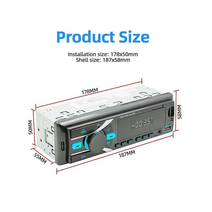 Auto Radio Car Stereo Bluetooth Single Din Mp3 Player with App Control Am Fm Radio Aux Input 2usb R