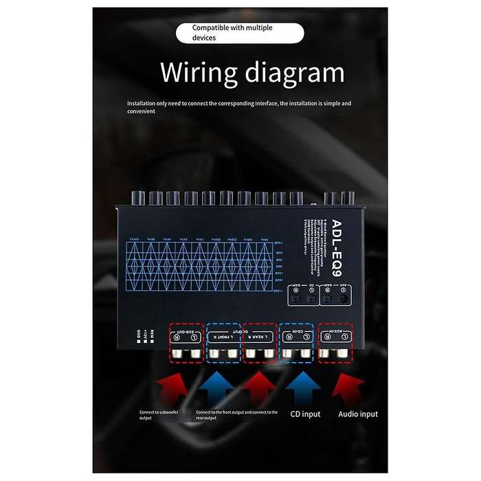 Auto Square 9 Band Graphic Equalizer Digital Car Audio -EQ9 Full Series Car Amplifier Equalizer+Adju