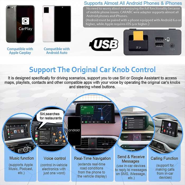 Auto Usb Adapter Hub for -carplay Android Tk78-66-9u0c for 3 6 2 Cx5 Cx3 Cx9 Miata Mx5 Yaris