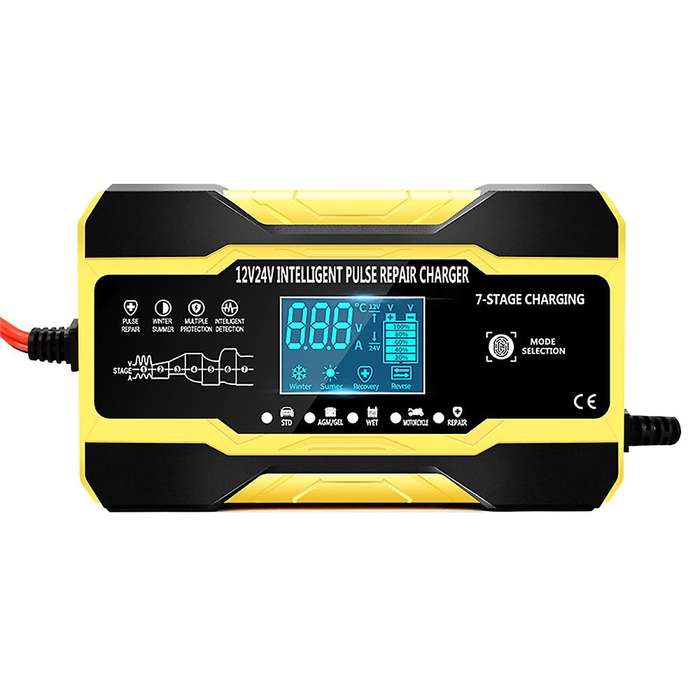 Automatic Smart Car Battery Charger 12V/10A 24V/5A with LCD Display Pulse Repair Charger for Car, Bo