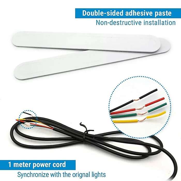 Automobile 60LED Rear Glass LED Water Turn Signal Driving Flashing Brake Tail Light