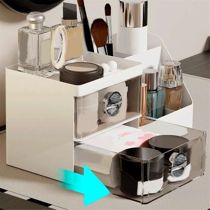 Makeup Organizer with Clear Drawers, Plastic Skincare Organizers for Vanity, Large Capacity Makeup