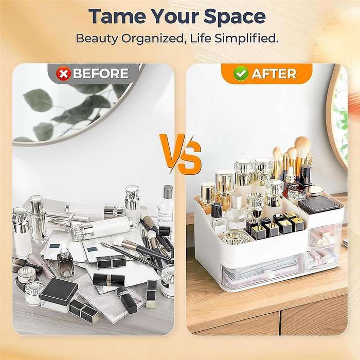 Makeup Organizer Vanity Organizer with Pull Out Drawer Capacity Cosmetic Storage Makeup Brush Holder