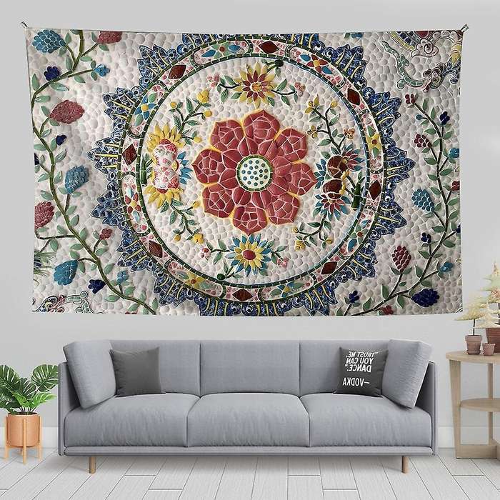 Mandala Wall Tapestry Floral Printed Tapestry Wall Hanging Bohemian Style Apartment Bedroom Decor 75