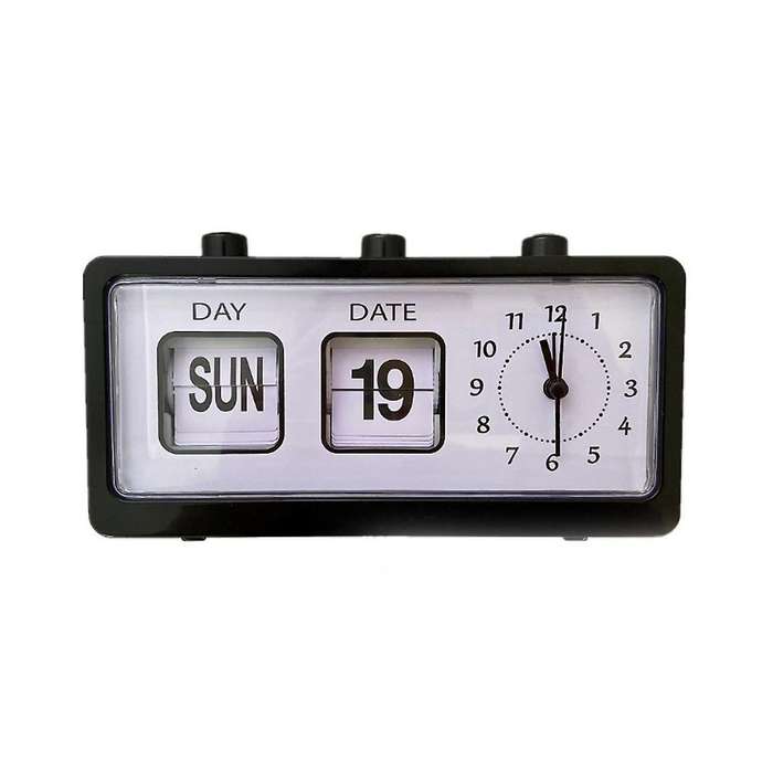 Manual Page Turning Alarm Clock Digital Clock Square Versatile Alarm Clock Study Calendar Fashion C