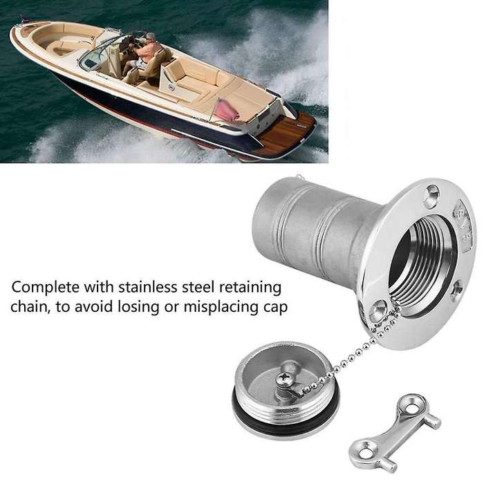 Marine Boat Deck Fuel Filler with Key Cap 38mm 1.5 in 316 Stainless Steel Boat Gas Cap Key Hardware