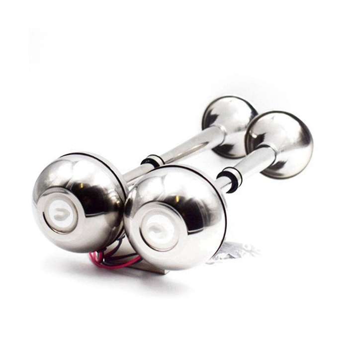 Marine Dual Horn Horn Marine Stainless Steel Electric Horn 18-1/2 Inch 12V Dual/Double Tube Horn Flu