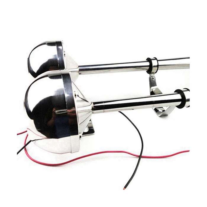 Marine Dual Horn Horn Marine Stainless Steel Electric Horn 18-1/2 Inch 12V Dual/Double Tube Horn Flu