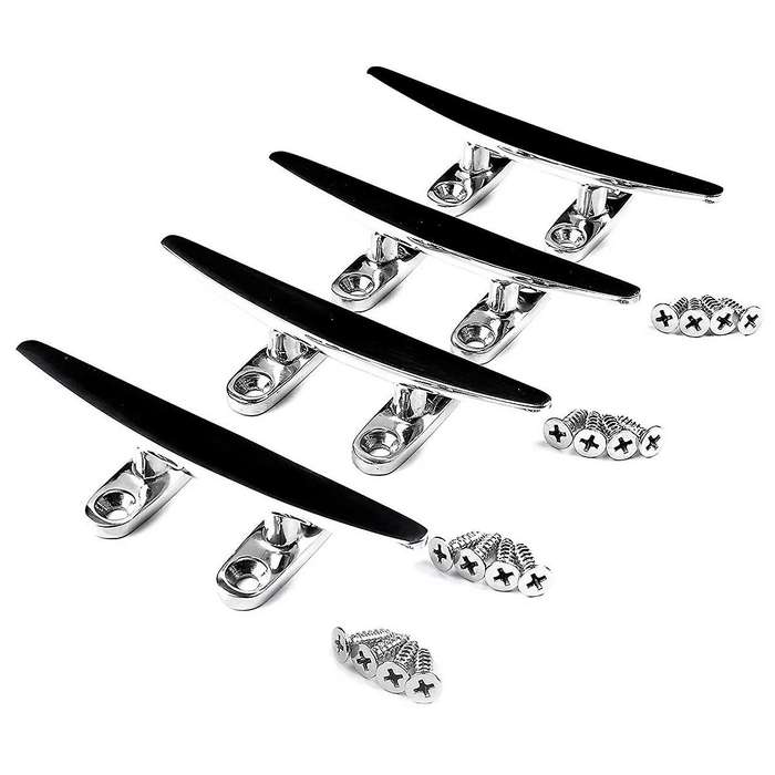 Marine Stainless Boat Dock Cleats Flat Top Low 2 Hole Mooring W/Fasteners