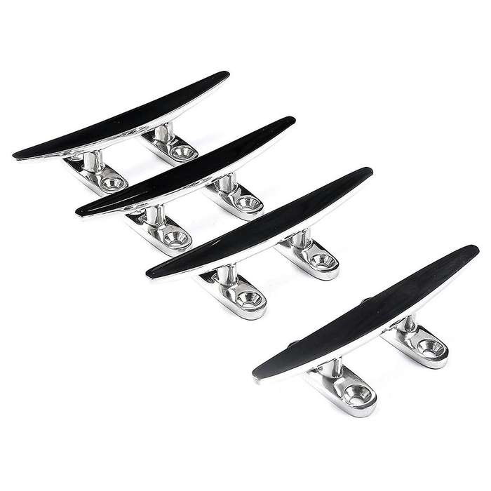 Marine Stainless Boat Dock Cleats Flat Top Low 2 Hole Mooring W/Fasteners