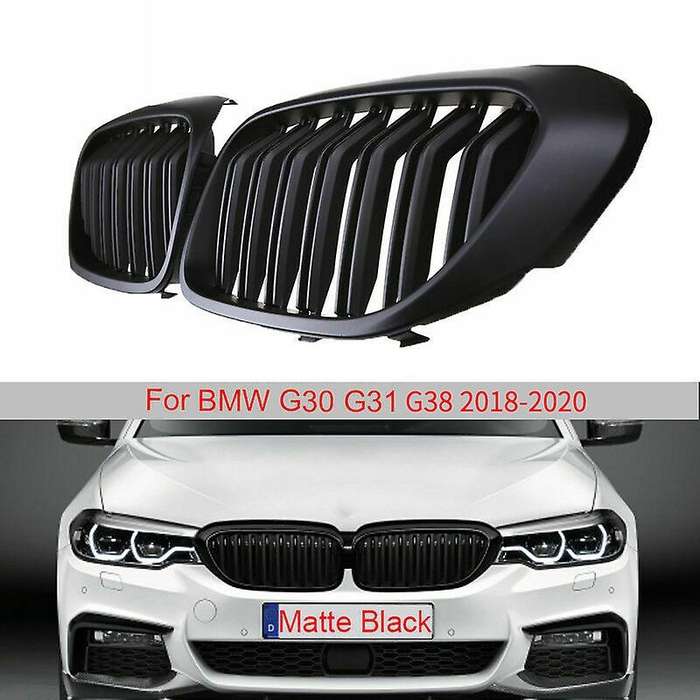 Matte Black Front Double Line Sport Kidney Grille Grill for 5 Series G30 G38 2018-2020