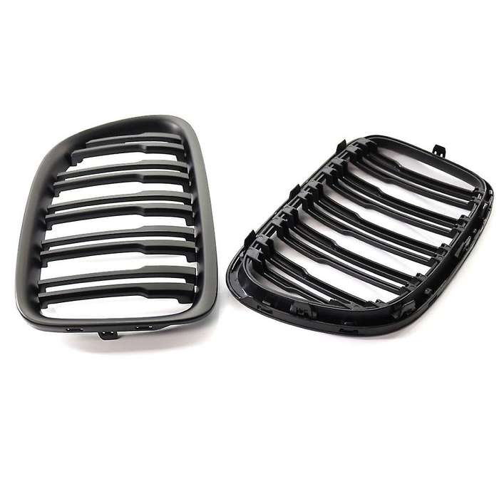 Matte Black Front Hood Kidney Grille Sport Grill Replacement Dual Slat for E84 X1 4-Door 2009-2015