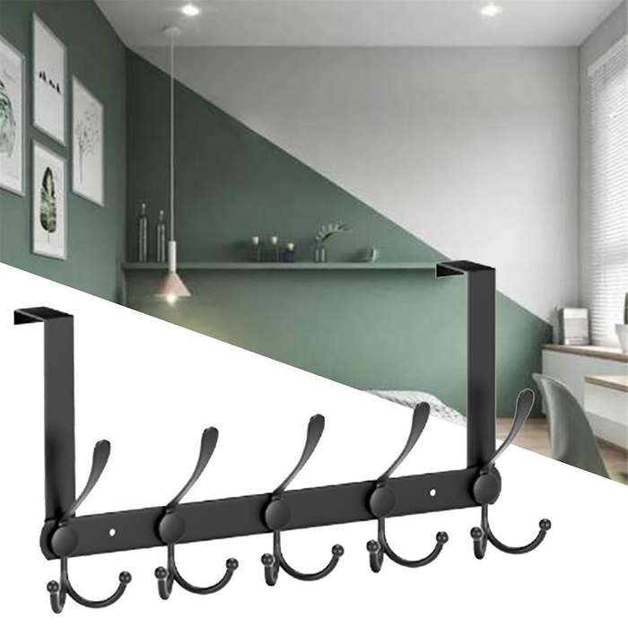 Matte Black Over-the-door Metal Coat Rack - Robust, Space-saving, Easy-to-install