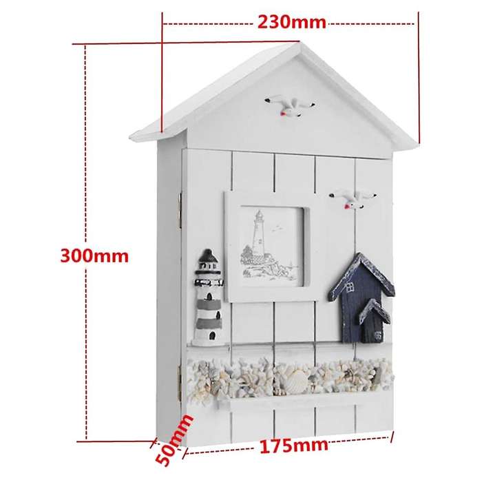 Mediterranean Style Key Cabinet Wood Nautical Style Wall Mounted Wooden Key Holder Storage Box Cabin