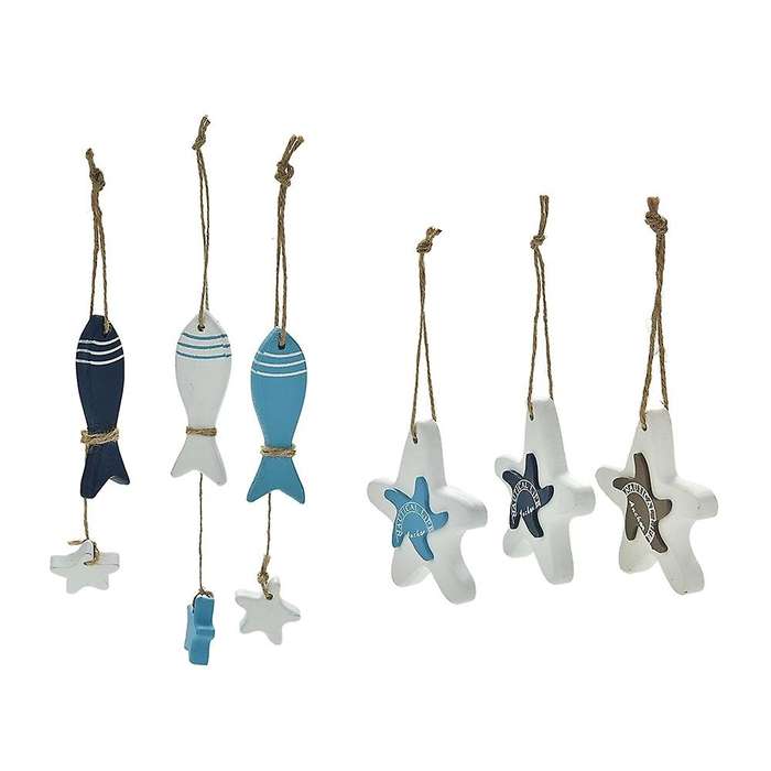 Mediterranean Starfish Hanging Fish Nautical Decoration Hanging Wooden Fish Children's Room Pendant