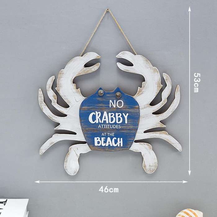 Mediterranean Wooden Crab Pendant Wall-Mounted Seafood Model Wall Decoration Cartoon Restaurant Shop