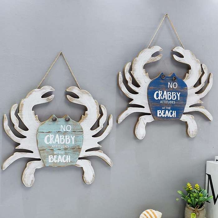 Mediterranean Wooden Crab Pendant Wall-Mounted Seafood Model Wall Decoration Cartoon Restaurant Shop