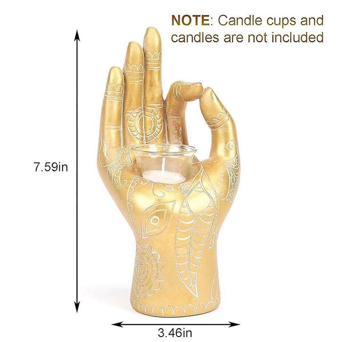 Meditation Decor-candle Holders Buddha Hand Holders Buddhist Decor Statue for Office Living Room 7.5
