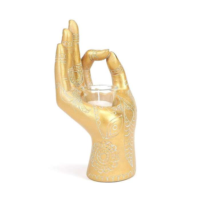 Meditation Decor-candle Holders Buddha Hand Holders Buddhist Decor Statue for Office Living Room 7.5