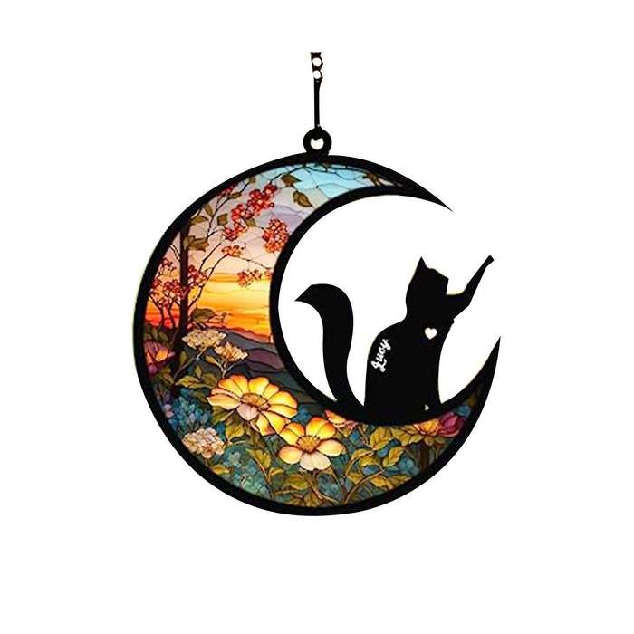 Memorial Suncatcher, Personalized with Name Date Breeds Suncatcher, Pet Loss Suncatcher, Stained Acr