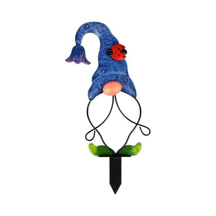 Metal Gnome Ground Insertion 3D Insects Butterflies Decor for Garden Courtyard Backyard Lawn Ground