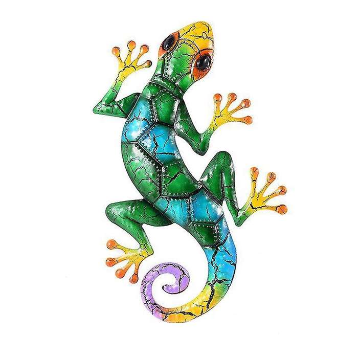 Metal Gecko Yard Garden Decoration for Outdoor Statues Home Garden Wall Decor Miniature Sculpture Li