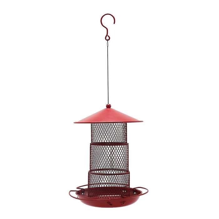 Metal Outdoor Bird Feeder Bird Food with Roof Container Courtyard Hanging Bird Feeder