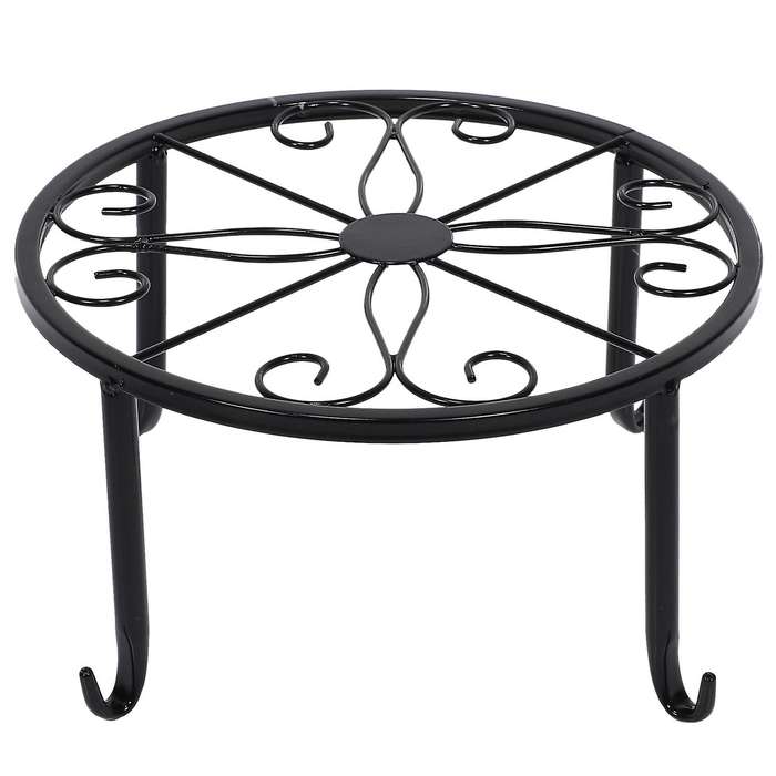 Metal Potted Plant Stand Floor Flower Pot Rack Decorative Pot Garden Container Round Supports Rack