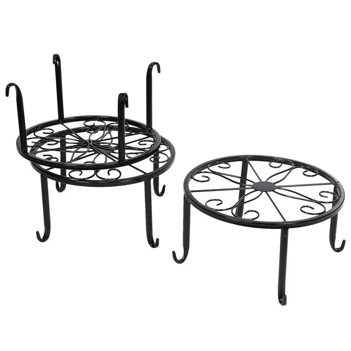 Metal Potted Plant Stand Floor Flower Pot Rack Decorative Pot Garden Container Round Supports Rack