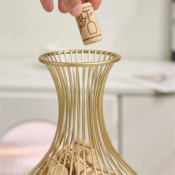 Metal Wine Cork Display Holder, Wine Stopper Collector, Decorative Free Standing Cork Storage Rack C