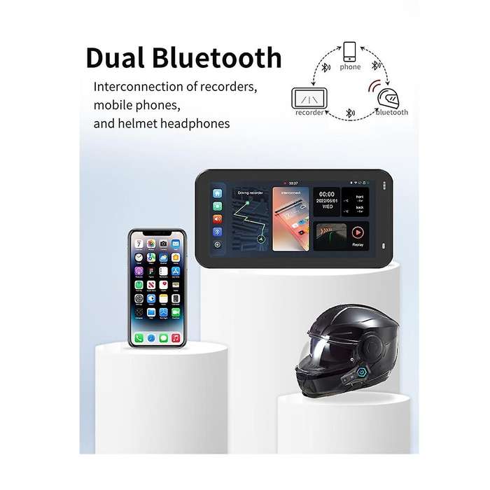 MG600 6.25inch Display Motorcycle Navigator GPS WiFi Wireless CarPlay Android Auto Screen Dual Camer