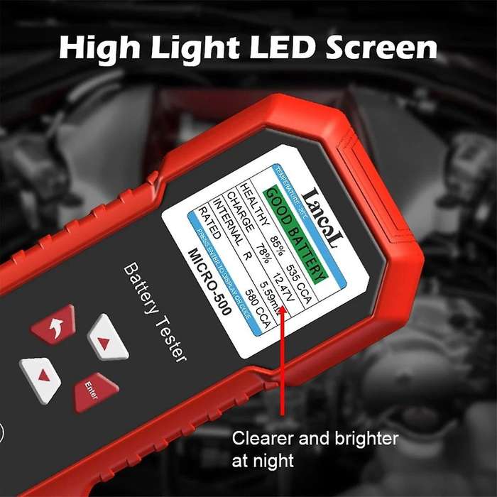 Micro-500 12v Car Battery Tester 40-3000 Lithium Battery Test Lead Acid Battery Analyzer Led Display