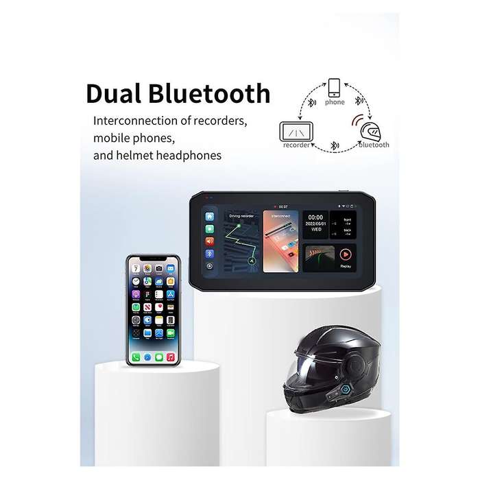 MG610 6.25inch Display Motorcycle Portable Navigator GPS WiFi Wireless CarPlay Android Auto Dual Cam
