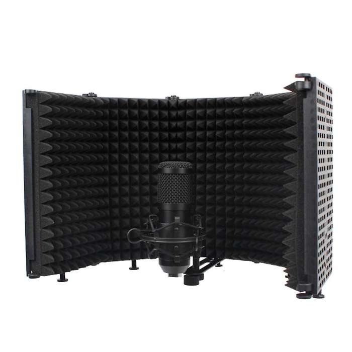 Microphone Wind Screen, Five-Door Soundproof Cover, Sound-Absorbing Blowout Prevention Net, Noise Re