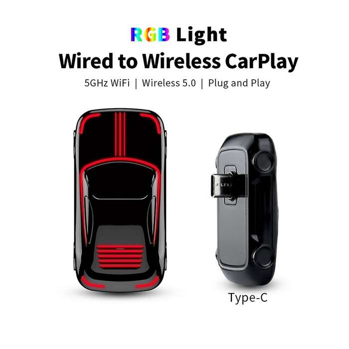 Mini Ai Box RGB Wireless Carplay Dongle Plug and Play Fast Connect Universal USB Automatic for Wire