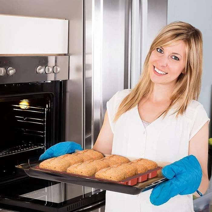 Mini Bread Pan 12 Cavities Non-Stick Mini Flat Bread Pan Silicone Mini Bread Baking Pan