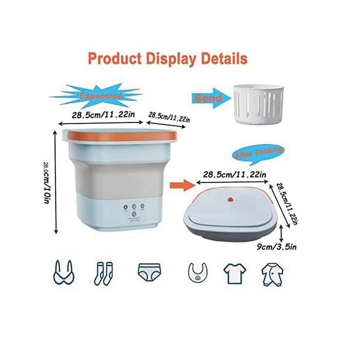 Mini Collapsible Portable Turbo Washing Machine with Drain Basket for Dorms, Travel, Gifts for Frie
