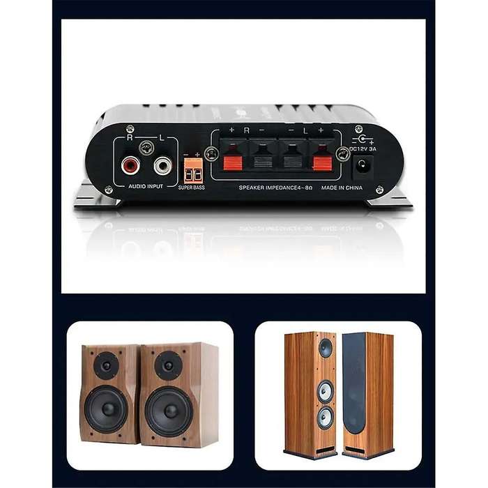 Mini Digital Power Audio Car Amplifier Blue Light Stereo Audio Amplifier for Home Theater Club Party