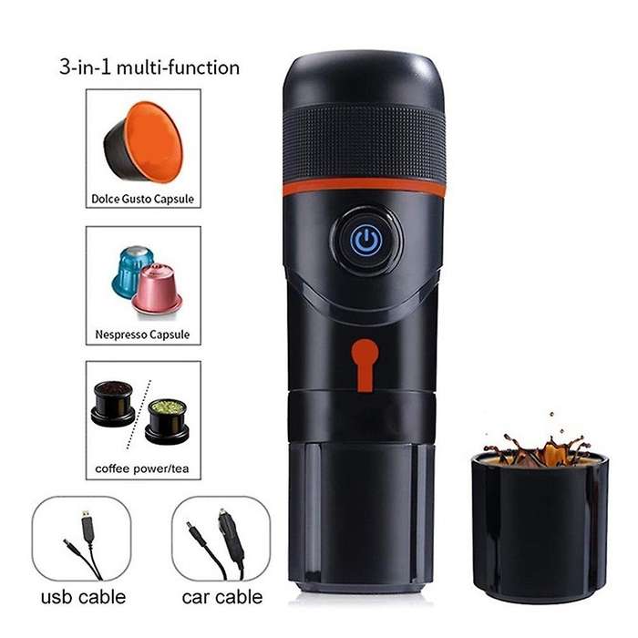 Mini Portable Car Coffee Maker Espresso Coffee Machine USB Charging Car Heating Coffee Cup Powder fo
