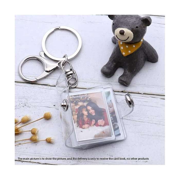 Mini Small Photo Album Keychain 16 Pictures Book Holder Keyring Diy Gifts for Boyfriend Girlfriend