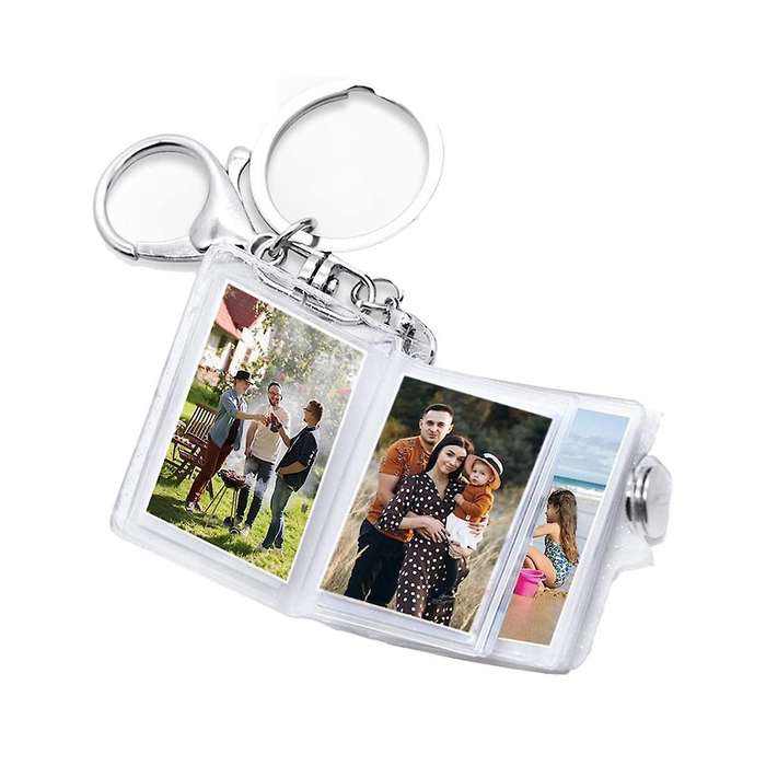 Mini Small Photo Album Keychain 16 Pictures Book Holder Keyring Diy Gifts for Boyfriend Girlfriend