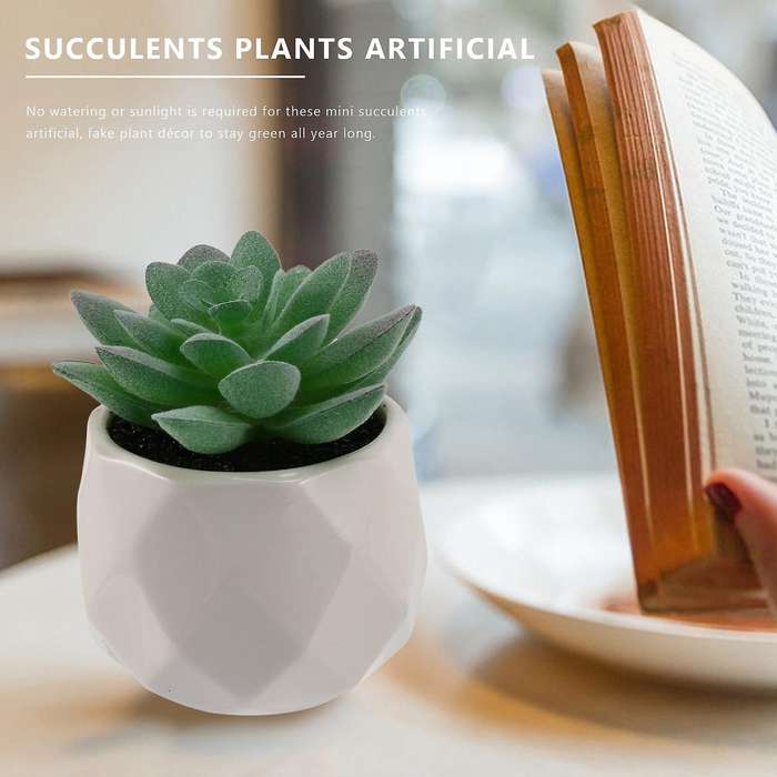 Mini Succulents Artificial Succulents Plants Artificial Mini Geometric Ceramic Plants In Pot,set Of